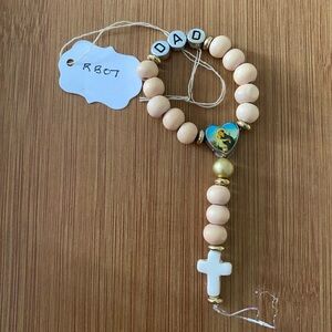 Men's Beaded Dad Pocket Rosary with St.Anthony & Child Jesus heart Charm